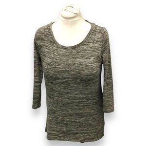 Cato Women’s 3/4 Sleeve Crew Neck Sweater w/ Back Cutout, Olive Grey, size L